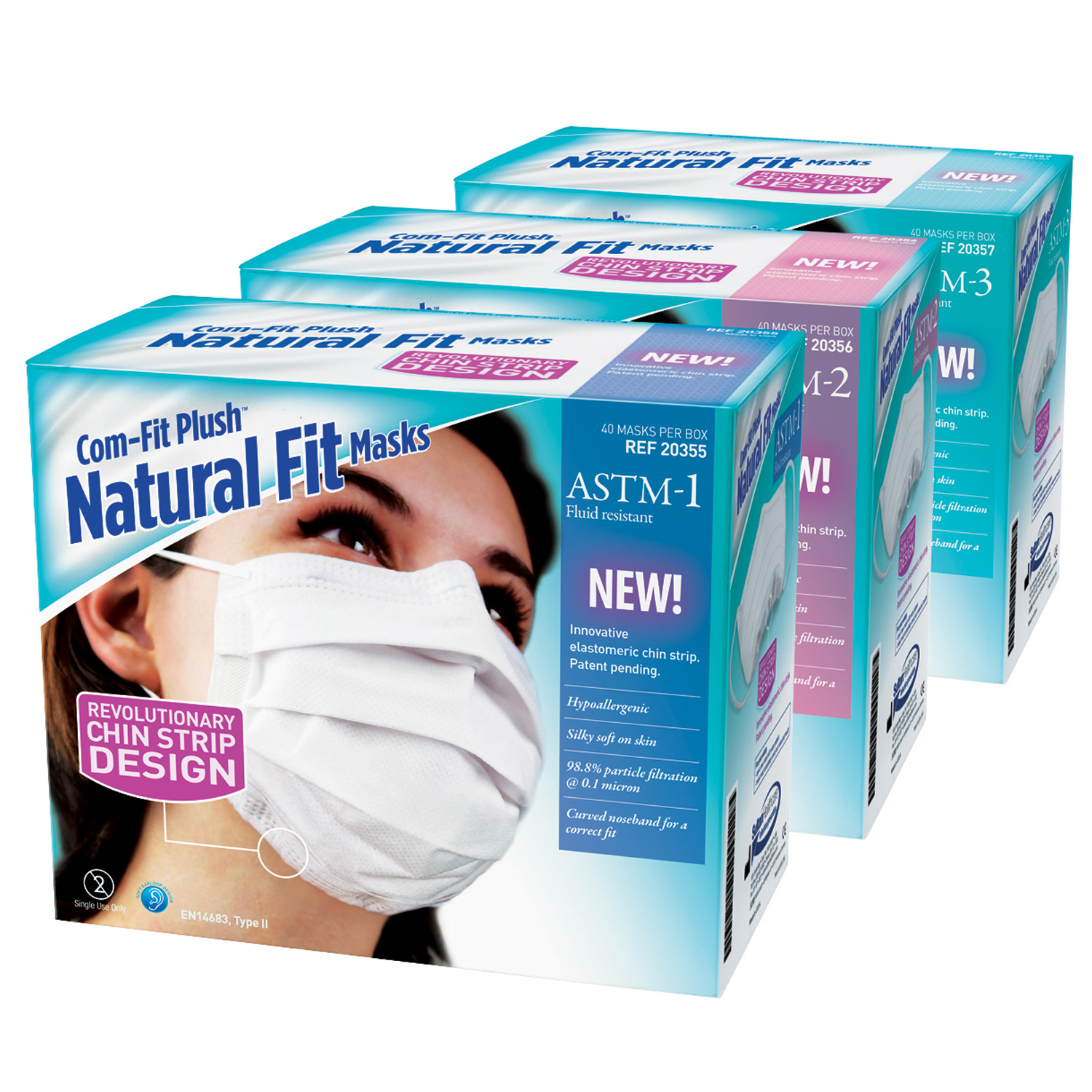 Sultan Healthcare, Inc. COM-FIT PLUSH™ 20356 Com-Fit Plush™ Natural Fit Masks, ASTM 2, White, 40/bx, 1 bx/ea , each Questions & Answers