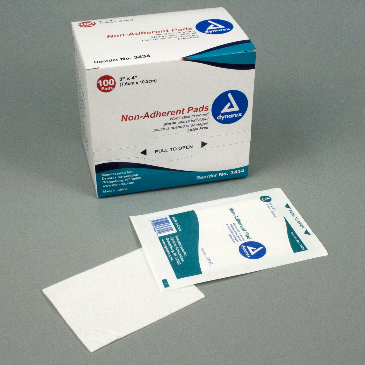 3434 Dynarex Non Adherent Pad 3Inx4In Ster 100/Box, 12 Boxes/Case Questions & Answers