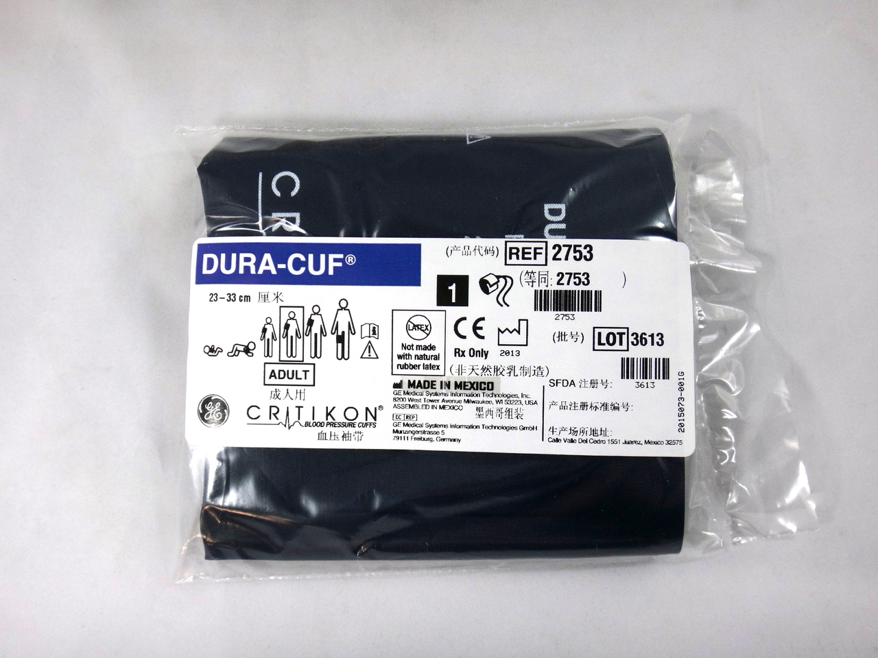 GE Healthcare Critikon™ Dura-Cuf™ 2753 Nylon 23-33 cm Adult Reusable Blood Pressure Cuff - 5/Box ****Discontinued**** Questions & Answers