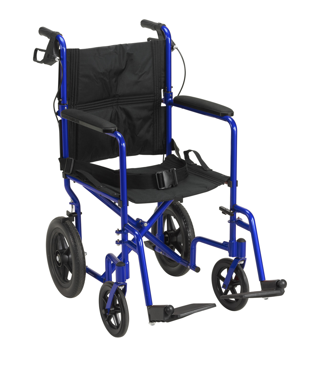 exp19ltbl Drive Medical Lightweight Expedition Transport Wheelchair with Hand Brakes, Blue Questions & Answers