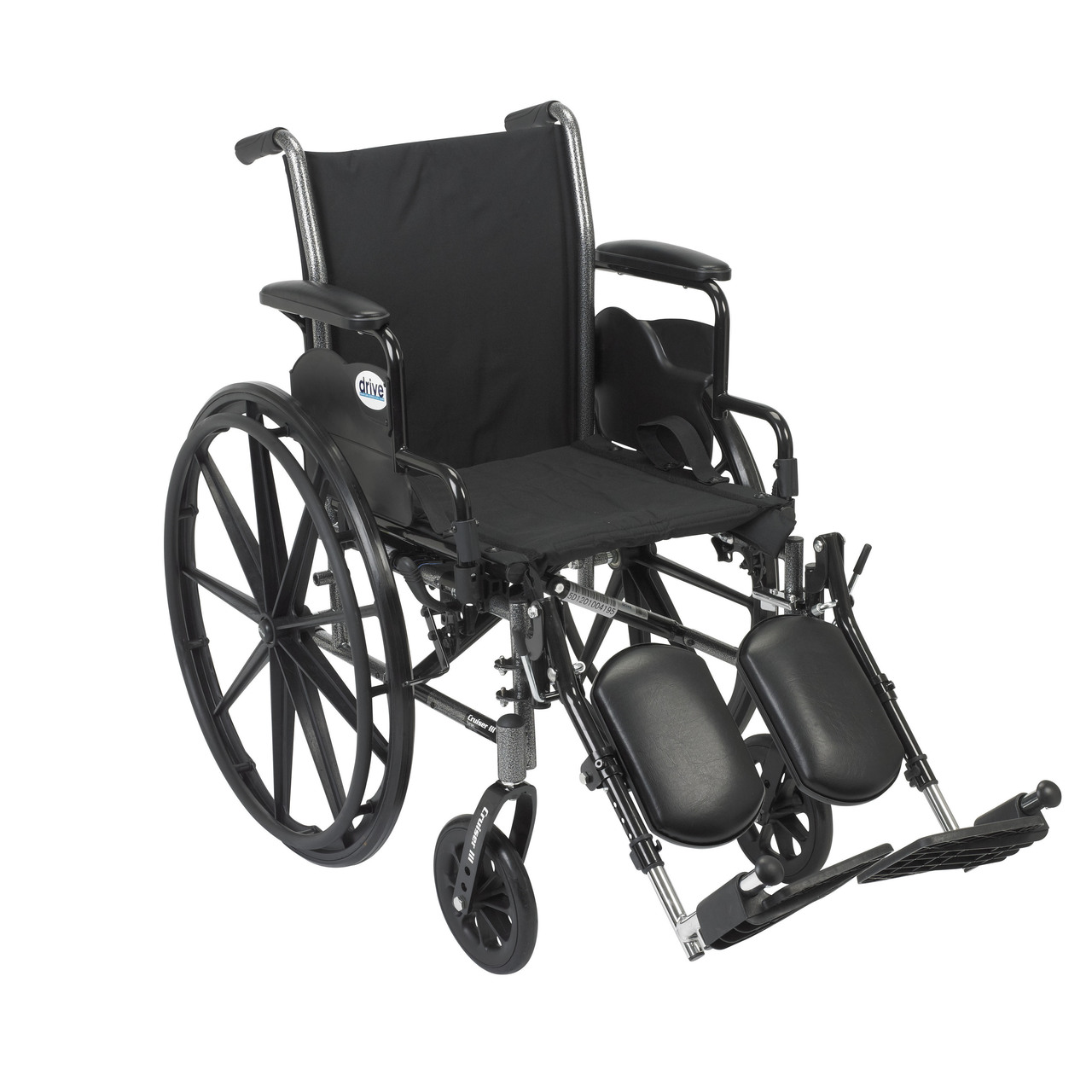 k318dda-elr Drive Medical Cruiser III Light Weight Wheelchair with Flip Back Removable Arms, Desk Arms, Elevating Leg Rests, 18" Seat Questions & Answers